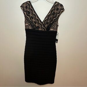Adrianna Papell | New | Lace Women's Dress Black | Size 4 | V Neck Line Dress